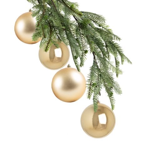 Box of matte and shiny champagne Christmas ball ornaments, 4-6''