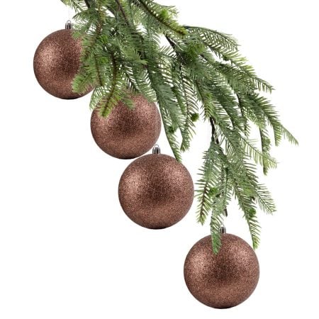 Box of glittery bronze Christmas ball ornaments, 4''