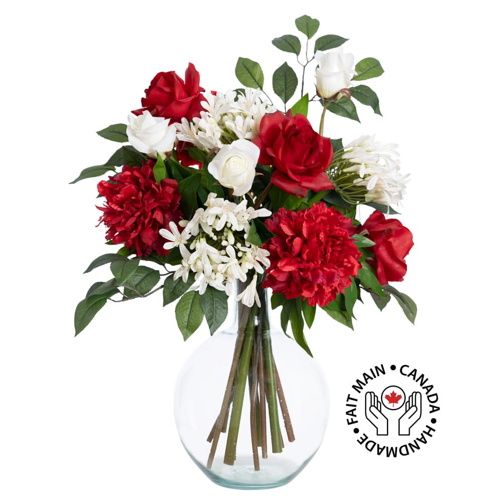 Bouquet de fleurs de Saint-Valentin en vase - Décors Véronneau