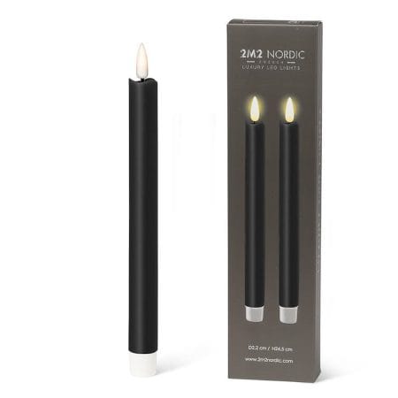 Pack of 2 black LED wax taper candles, 9,5 x 1'' - Décors Véronneau