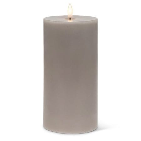 Grey wax LED candle, 8 x 4''