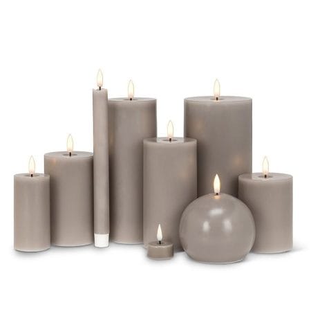 Grey wax LED candle, 8 x 4'' - Décors Véronneau