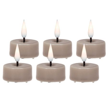 Pack of 6 grey LED tealight candle, 1,5 x 1,5''