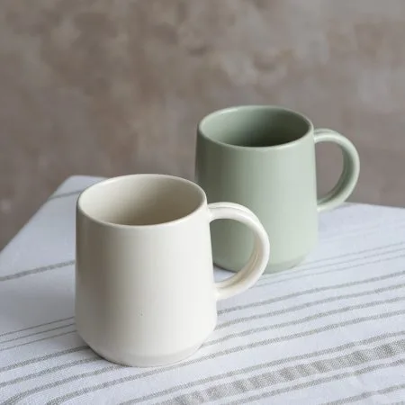 Tasse à café blanche en grès, 12 oz - Décors Véronneau