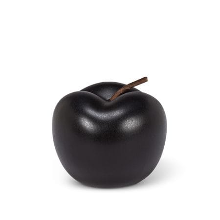 Pomme décorative noir mat en porcelaine, 3,5''
