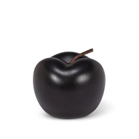 Pomme décorative noir mat en porcelaine, 3,5''