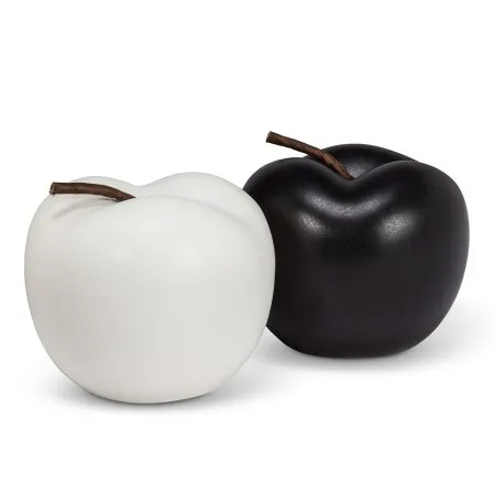 Pomme décorative noir mat en porcelaine, 3,5'' - Décors Véronneau