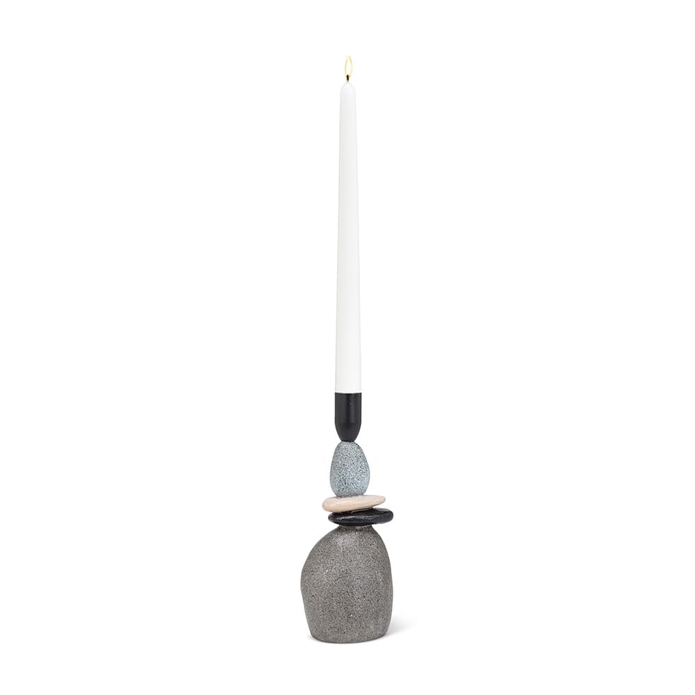Stacked stone taper candle holder, 9'' - Image 2 - Décors Véronneau