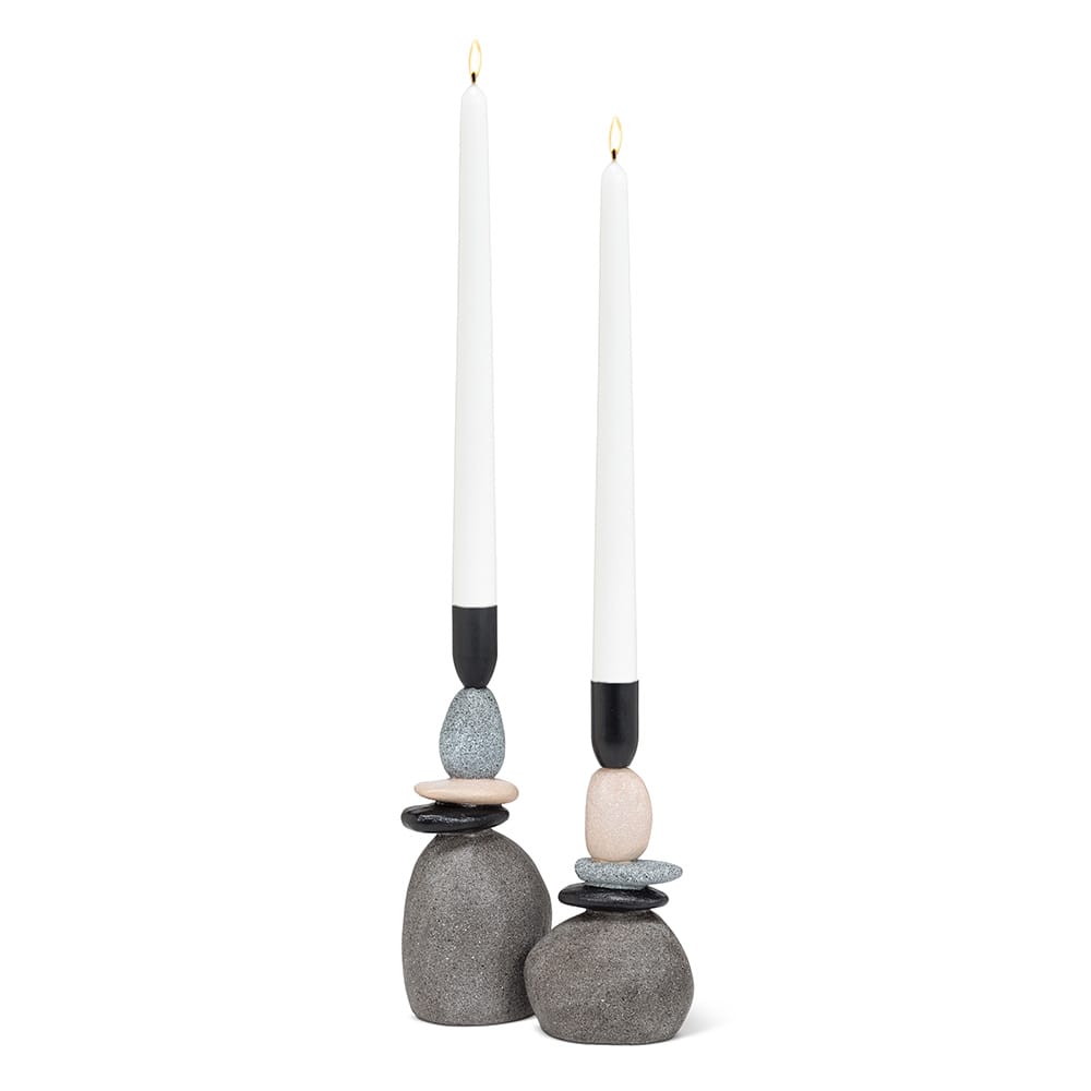 Stacked stone taper candle holder, 9'' - Image 4 - Décors Véronneau