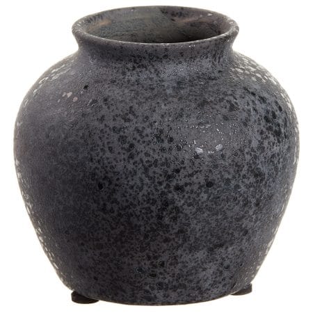 Black terracotta round vase, 4,5 x 5''