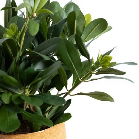Artificial greenery in a yellow amber pot - Décors Véronneau