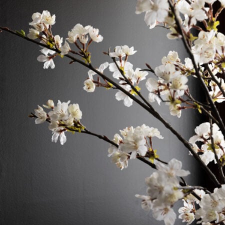 Artificial white cherry blossom branch, 42'' - Décors Véronneau