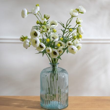 Blue striped soliflore recycled glass vase, 9 x 6'' - Décors Véronneau
