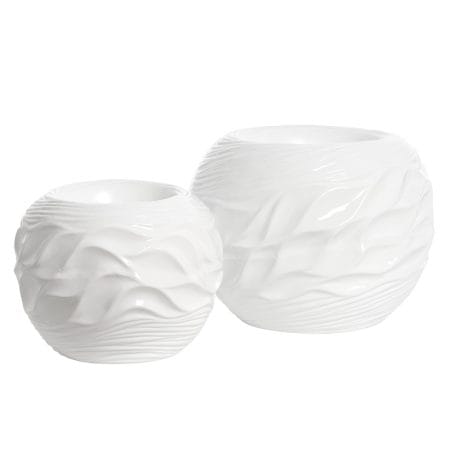 Round white wave fiberglass pot