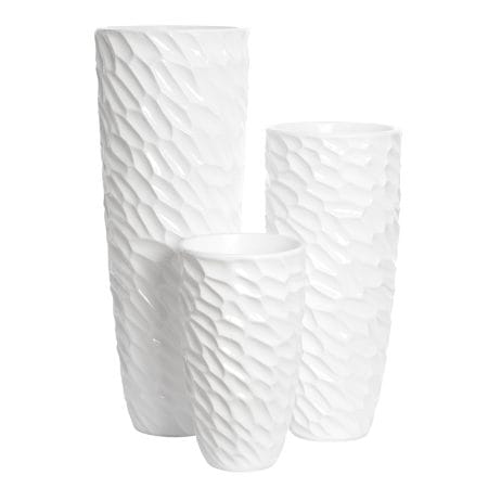 Large white relief fiberglass planter