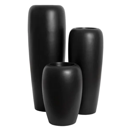 Grand pot noir mat en fibre de verre