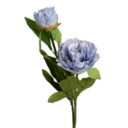 Artificial blue peony buds on stem, 28''
