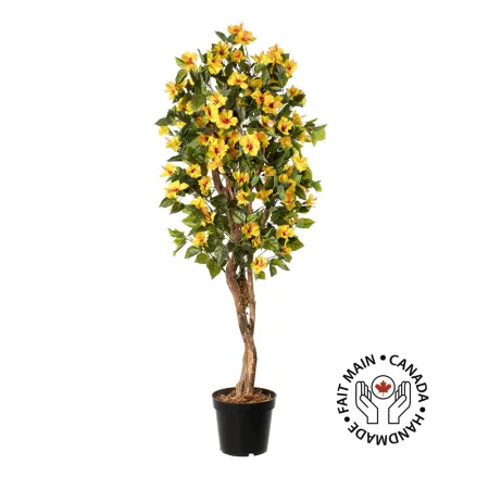 Arbre d'hibiscus jaune artificiel extérieur