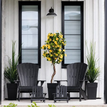 Yellow artificial outdoor hibiscus tree - Décors Véronneau