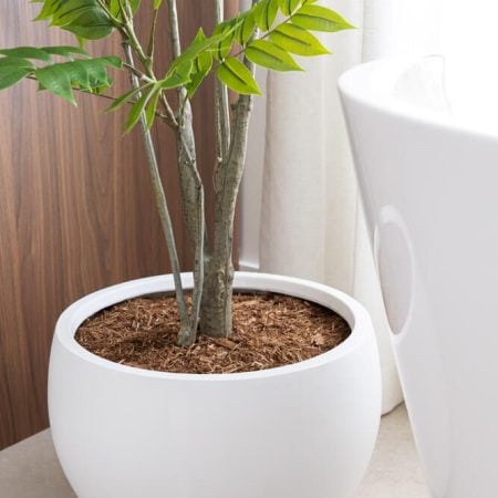 White fiber clay planter - Décors Véronneau