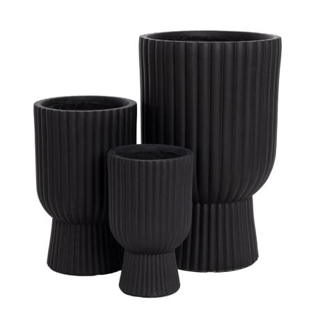 Anthracite pedestal fiber clay planter