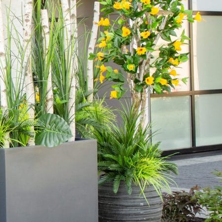 Arbre d'hibiscus jaune artificiel extérieur - Décors Véronneau