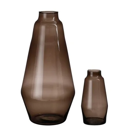 Vase en verre brun angulaire