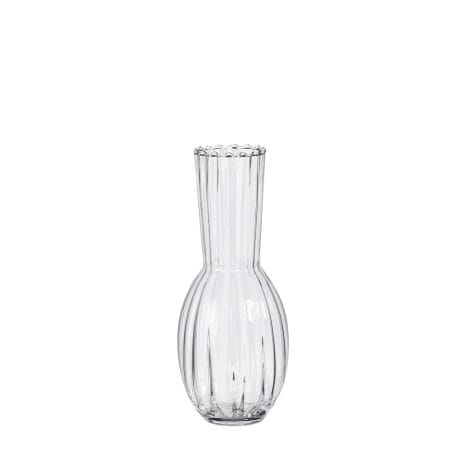 Clear ridged glass vase, 13,5 x 5,5''