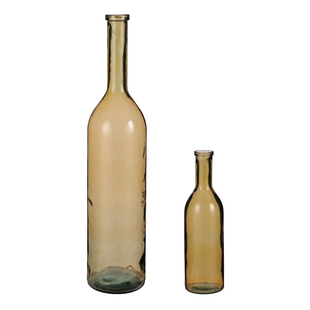Vase bouteille en verre recyclé ocre - Décors Véronneau