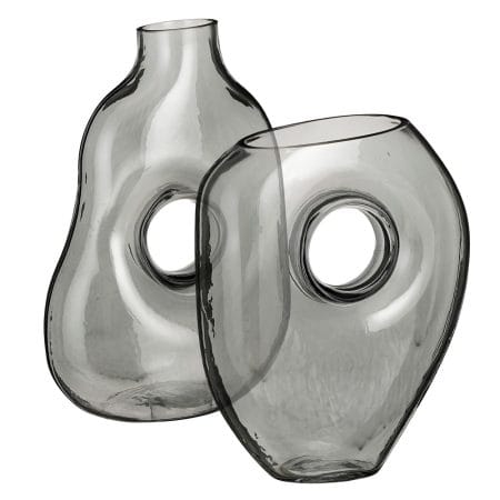 Geometric grey glass vase