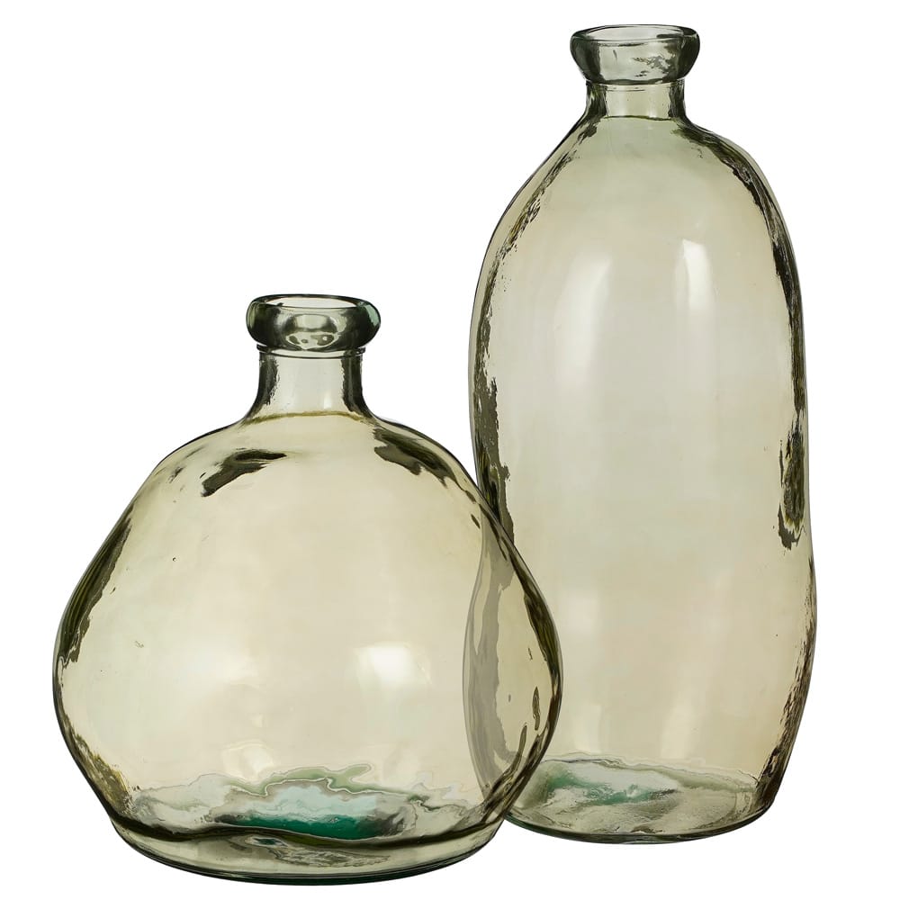 Duo de vases en verre coloré avec goulot - Décors Véronneau