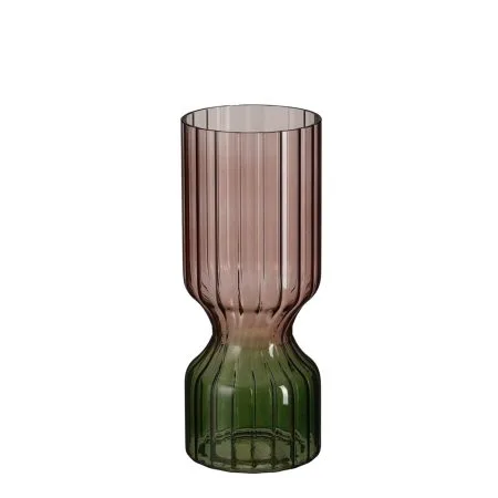 Vase décoratif en verre bourgogne et olive, 9 x 3,5''