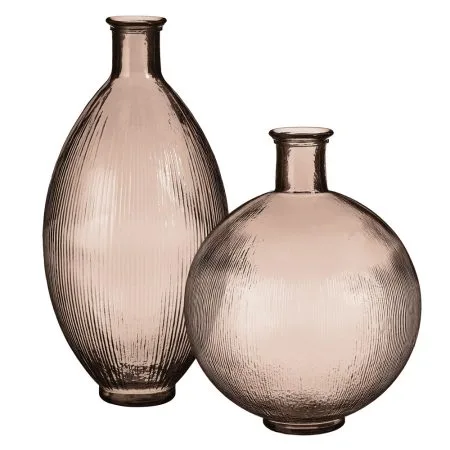 Vase bouteille brun antique en verre recyclé