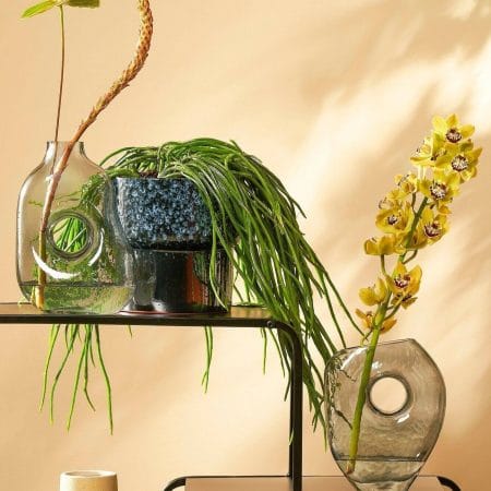 Geometric grey glass vase - Décors Véronneau