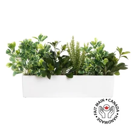 Artificial green plant long centerpiece, 12 x 23''