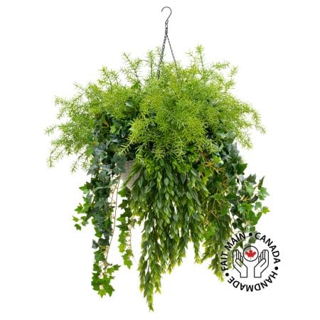 Outdoor artificial ivy hanging planter, 26 x 20''