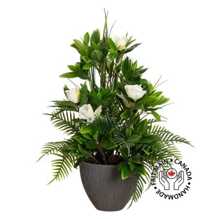 Arrangement extérieur artificiel de palmier et magnolia