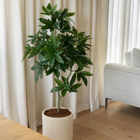 Arbre à monnaie artificiel en pot noir, 48'' - Décors Véronneau