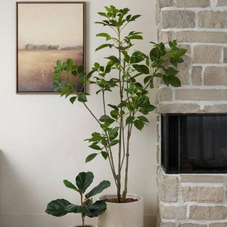 Plante artificielle petit ficus lyrata en pot noir, 19,5'' - Décors Véronneau