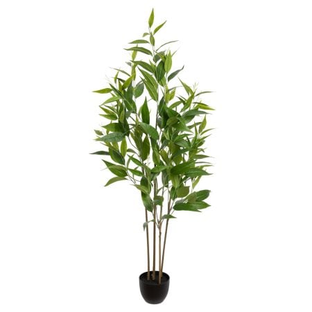 Arbre eucalyptus nicholii artificiel en pot noir, 48''