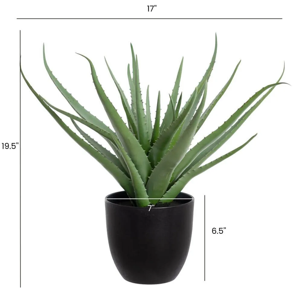 Aloès artificiel en pot noir mesures - Décors Véronneau