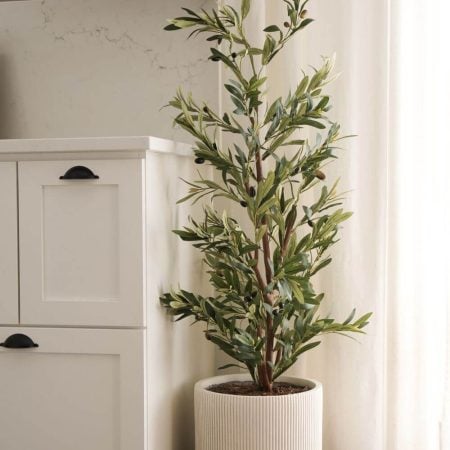 Buisson d'olivier artificiel en pot noir, 52'' - Décors Véronneau