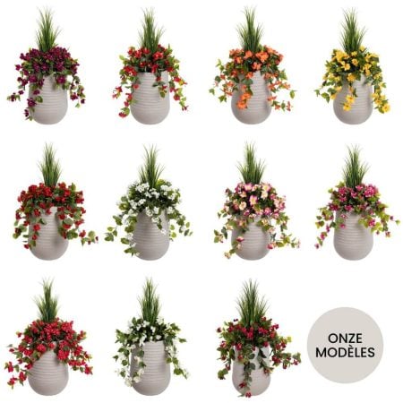 Ensemble de création de jardinière artificielle en pot beige - Décors Véronneau