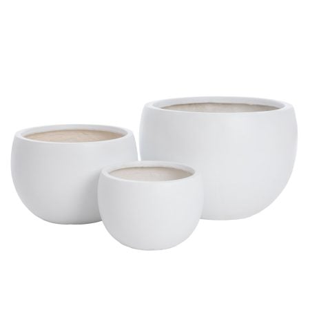 White fiber clay planter