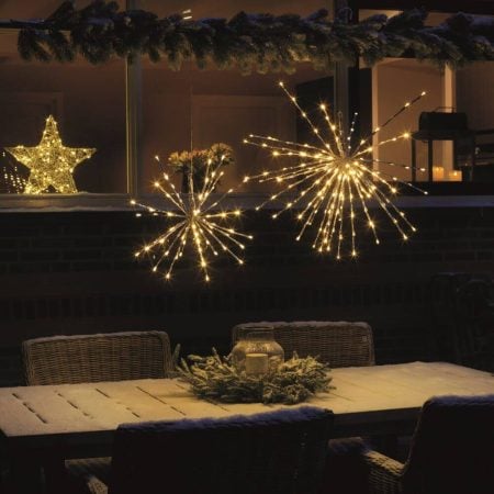 Paquet de 2 lumières de Noël étoilées liées, 12-17,5''