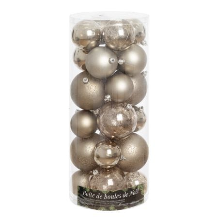 Set of 24 mixed mocha Christmas ball ornament, 2,5-4''