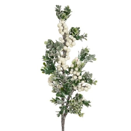Artificial white berry cluster stem, 32''