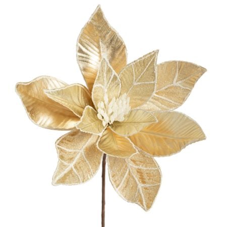 Metallic champagne poinsettia Christmas flower, 22''