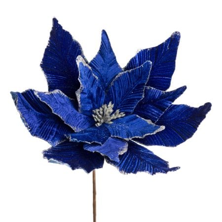 Velvet night blue poinsettia Christmas flower, 24''