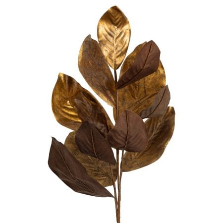 Artificial metallic copper magnolia foliage, 37''